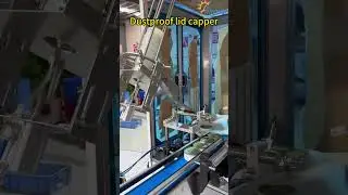 Automatic tin can dustproof plastic lid capping machine, Plastic cover snap on a capper #shorts