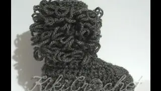 Crochet Loop Stitch Booties (English  tutorial)