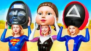 How to Join Squid Game With Superheroes? Spider Gwen Vs Squid Game Doll