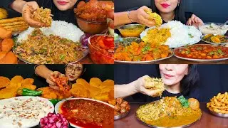 DAl Chawal Whole Chicken Chole Masala Rajma Chawal Puri Bharta Rice Salad MUKBANG 3X