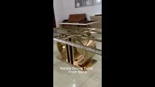 Luxury golden stainless steel marble dining table for big size