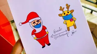 Easy Santa 🎅 drawing/ Easy Creative art #shorts #santaclaus #winter #art #brushpen #creative
