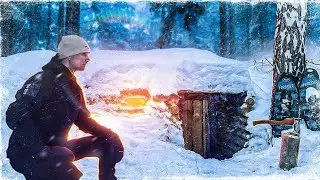 Repairing an old dugout in the forest. Solo hiking. No talking