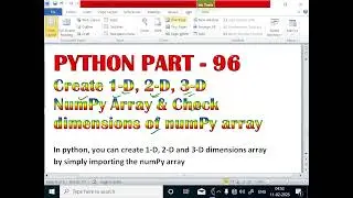 Create 1-D, 2-D And 3-D NumPy Array| Check Dimensions of NumPy Array| Example (@EnhanceCodeLearning