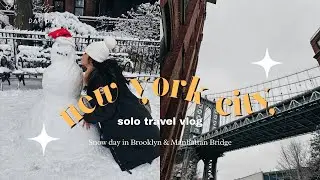 NYC solo travel vlog | snow day in Brooklyn, exploring Dumbo, Manhattan Bridge