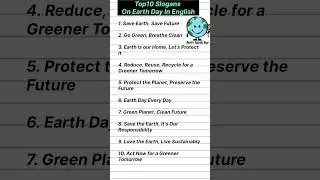 Slogans On Earth Day#slogan #quotes #english #worldearthday #earthday #nare#dhartimaa #ytshort 😀😀