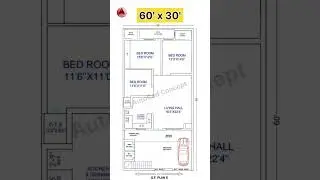 60x30 Simple House Design | Home plan layout | Ghar ka Naksha #shorts #home
