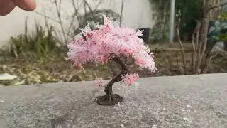 10/15cm Model cherry Tree Bending Shape pink blossom tree model Train