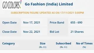 GO FASHION IPO DAY 1 SUBSCRIPTION ◆ GO FASHION IPO BUMPER SUBSCRIPTION ON DAY 1 ◆ GO FASHION IPO GMP