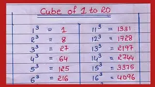 Cube of 1 to 20 || Cube 1 to 20 in English || 1 to 20 Cube #cube