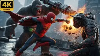 City Under Siege: Spider-Masked Hero & Titan Ape vs The Black Bull Monster