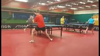 Two great forehand counter top spin in match