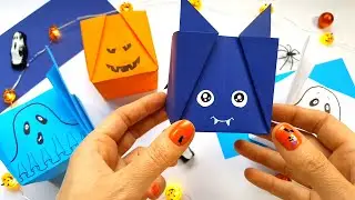 Origami Halloween treat box 🎁 || How to make a paper box easy