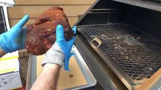 The Grill Warrior Live Boston butt going on the smoker 3-4