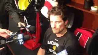 Patrick Sharp after Blackhawks morning skate