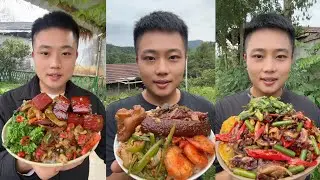 Yummy #38 Eat Meat 🍖🥓🫑🌶️🦑🍲, chicken 🍗🍗, Shrimp 🦐🦐.. #mukbang #eatingshow #delicious 