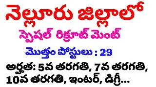 Special recruitment in Nellore district / backlog jobs /5th class jobs, 7th class jobs,degree jobs