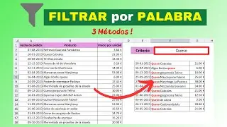 FILTRAR CELDAS que CONTENGAN una PALABRA en su contenido en Excel (3 M&eacute;todos)
