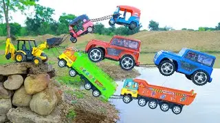 Double Auto Rickshaw Double Mahindra Thar Double Tipper Dumper Accident Pulling Out JCB 3DX ? CS Toy
