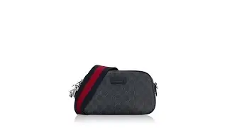 Gucci Men GG Supreme Web Crossbody Black Grey