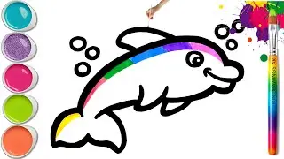 Рисунок красочного дельфина 🐬 🤩 Рисование и раскрашивание: простой пошаговый урок