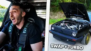 GOLF 2 PROPULSION SWAP MOTEUR TURBO + PREPA DRIFT 😱😭!! LES PNEUS ONT &Eacute;CLAT&Eacute;S 🥵 !!