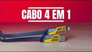 Cabo Turbo 4 em 1 IPhone e Android - USB, USB-C e Lightning para Dados e Carregamento 65W
