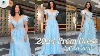 Women Light Blue Prom Dress A-Line Rhinestones Accents Corset Feather Party Dress With Appliques