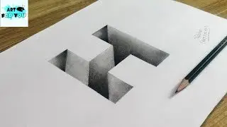 How To Draw 3D Drawing On Paper |  Amazing 3D Drawing Of Letter 'H' | 3d drawing | 3d hole