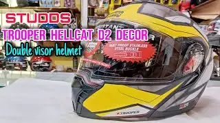 TROOPER HELLCAT D2 DECOR || STUDDS || DOUBLE VISOR HELMET || REVIEW IN HINDI || IS IT BEST HELMET !!