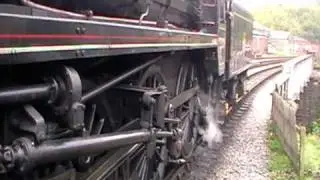 BR Standard class 5MT No. 73129 departs Keighley on KWVR steam gala with whistle 9.10.10.