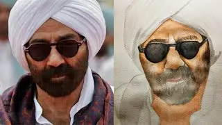Jaat Sunny Deol Watercolor Drawing | Realistic Portrait Art