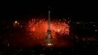 Eiffel Tower fireworks mark Bastille Day 2017 in Paris, France