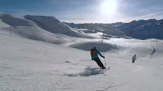 Mountain Skiing On Snow Covered Mountains | Free Stock Footage - No Copyright | 4K