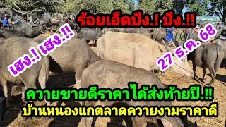 ราาควายวันนี้ 27 ธ.ค.68 ตลาดนัดบ้านหนองแกตลาดชมภูบุตร จร้อยเอ็ด#เปิดราคาควายงามน่าเล้ยง#ซื้อขายควาย