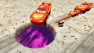 BIG & SMALL MCQUEEN CARS vs GIANT PIT #3 – BeamNG.drive Extreme Crash Challenge 