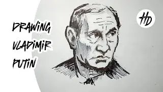 Vladimir Putin Drawing &ndash; Real-Time Black Marker Portrait Sketch