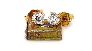 Vintage .31 CTW Round Diamond Stud 14K Yellow Gold Earrings