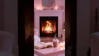 Cozy pink winter fireplace sounds🎀girly reading background ambience #fireplacesounds