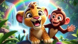 Cute 3D Cartoon Adventure for Kids 🦁🐒 | Baby Lion & Monkey | Mystery Waterfall Story | Part 1