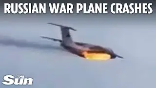 Russian war plane leaves trail of flames before crashing with 15 on board in latest blow to Putin