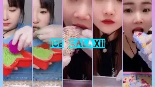 ICE CHIPS/ MATCHA POWDER/ MULTICOLORED ICE EATING/ CRUNCHY ICE SOUNDS/ ASMR EATING 🧊🥶