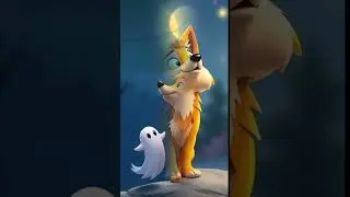 Wolf at night with ghost_friendship of night animals_ghost scary coffin🧿🤯😺👻👻