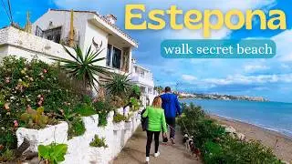 Estepona - Secret beach in winter, You need to see! 4K Walk tour