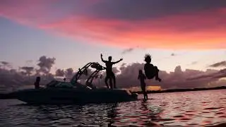 Epic Sunset Doubles Wakeboarding !!