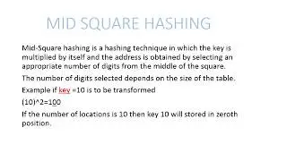 Mid Square Hashing Technique