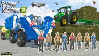 Unstoppable Farming! GIANT Grass Bales w/ the BIGGEST Setup | MULTIPLAYER | Farming Simulator 25