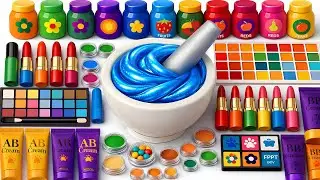 Satisfying Video DIY How To Make Rainbow Crunchy Slime Mixing Makeup Eyeshadow Toys & Candy Glitters