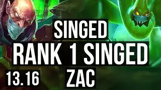 SINGED vs ZAC (MID) | Rank 1 Singed, 4/1/5 | NA Challenger | 13.16