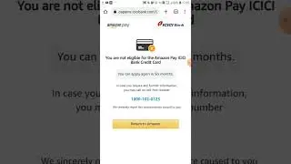 icici bank Amazon pay Credit card application reject tech7n #short you can again in apply six months